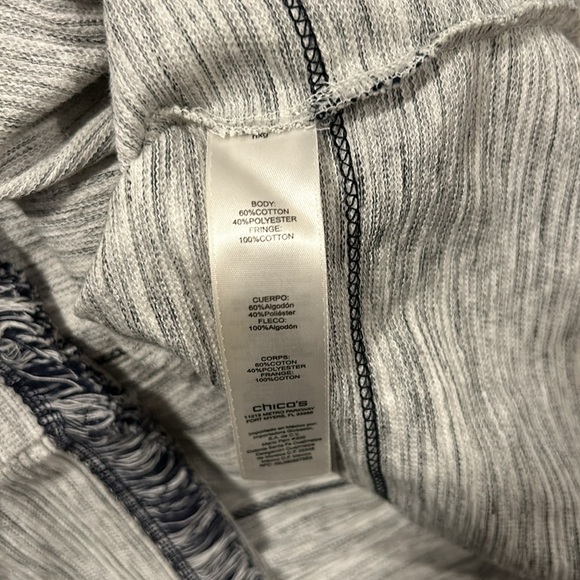 Chico’s 60% Cotton Gray Tunic Style Fringe Lagenlook Short Sleeve Size 0 Small - Picture 4 of 4